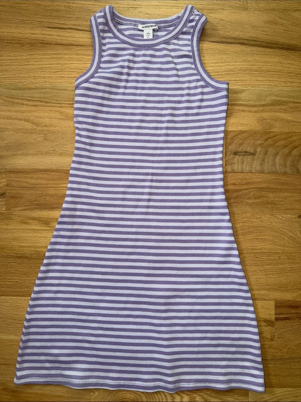 Nordstrom Girls Lavender and White Striped Tank Dress Childs Large (10/12)